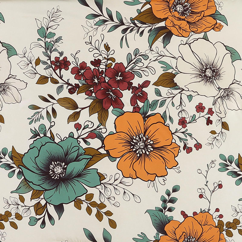 Ensemble d'édredon floral 7 pièces, lit toutes saisons en microfibre douce dans un sac avec draps