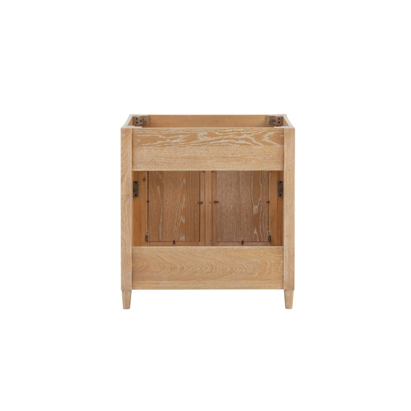 Cane Paneled Bathroom Vanity Base with Solid Wood Construction