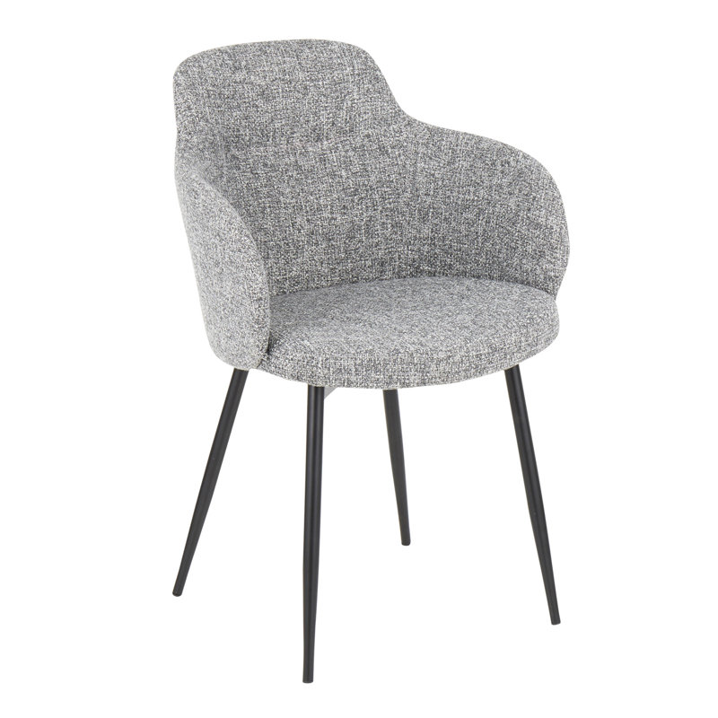 Chaise en métal noir et tissu gris, Grey, Grey