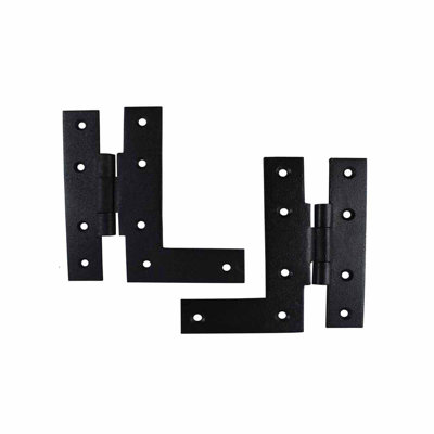 Pair Offset H-L Cabinet Wrought Iron Surface Mount Hinge