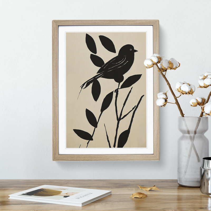 Silhouette of a Bird - Framed Print, 34cm H x 25cm W x 2cm D, Oak Framed