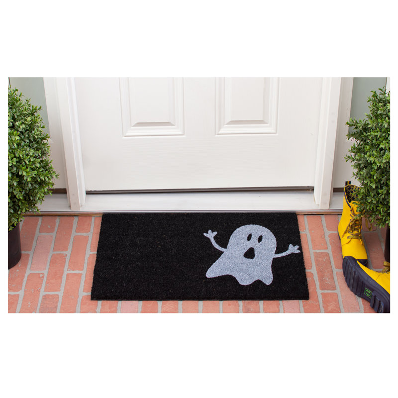 Tapis d'extérieur antidérapant Daphine Ghost, Rectangle 1 pi 5 po x 2 pi 5 po, Noir / blanc