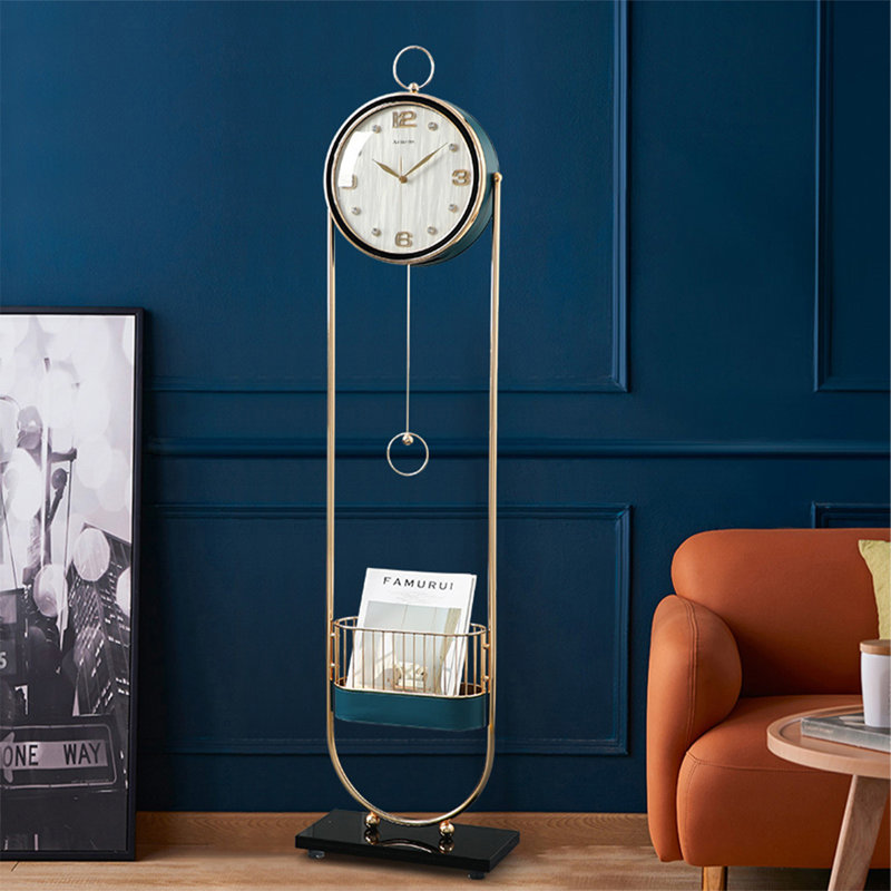 Modern light luxury storage basket floor clock