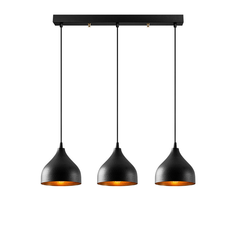 Modern Industrial Chandelier, Black Metal Body, 26.8 x 7.1 inches | Adjustable Height: 44.9 inches | 3 x E27 Socket (Max 40W) | IP20 | Perfect for Scandinavian & Novelty Decor in Dining & Living Spaces