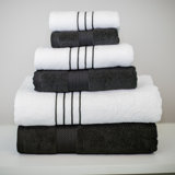 Modern Threads 6 Piece Cotton Stripe Towel Set, 2 Bath Towels, 2 Hand Towels, 2 Washcloths