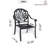Aluminum Patio Dining Chair 2PCS With Black Frame And Brown Cushions
