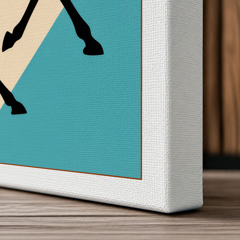 Giraffe Run Retro - Wrapped Canvas, 30x20 - 76.2 x 50.8 cm, White Border