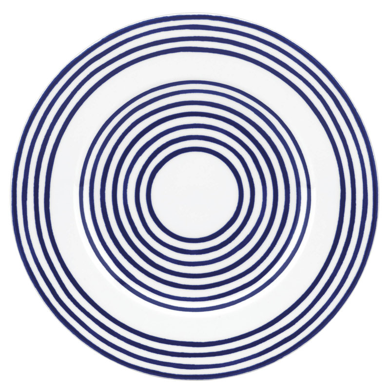 Charlotte Street Porcelain Salad/Dessert Plate, White/Blue