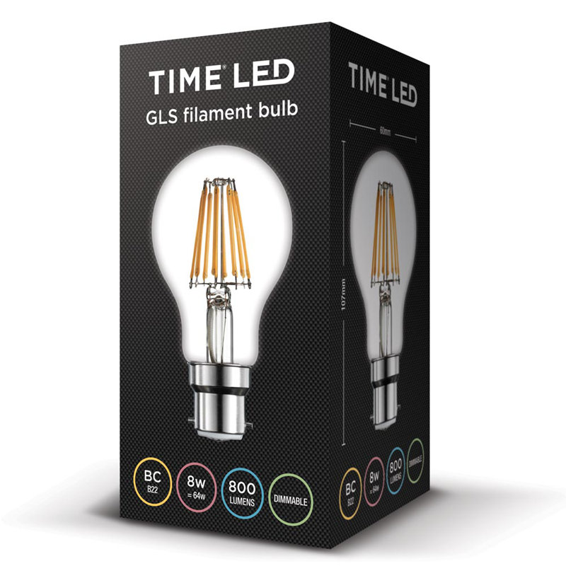 8W BA22d Dimmable LED GLS Light Bulb