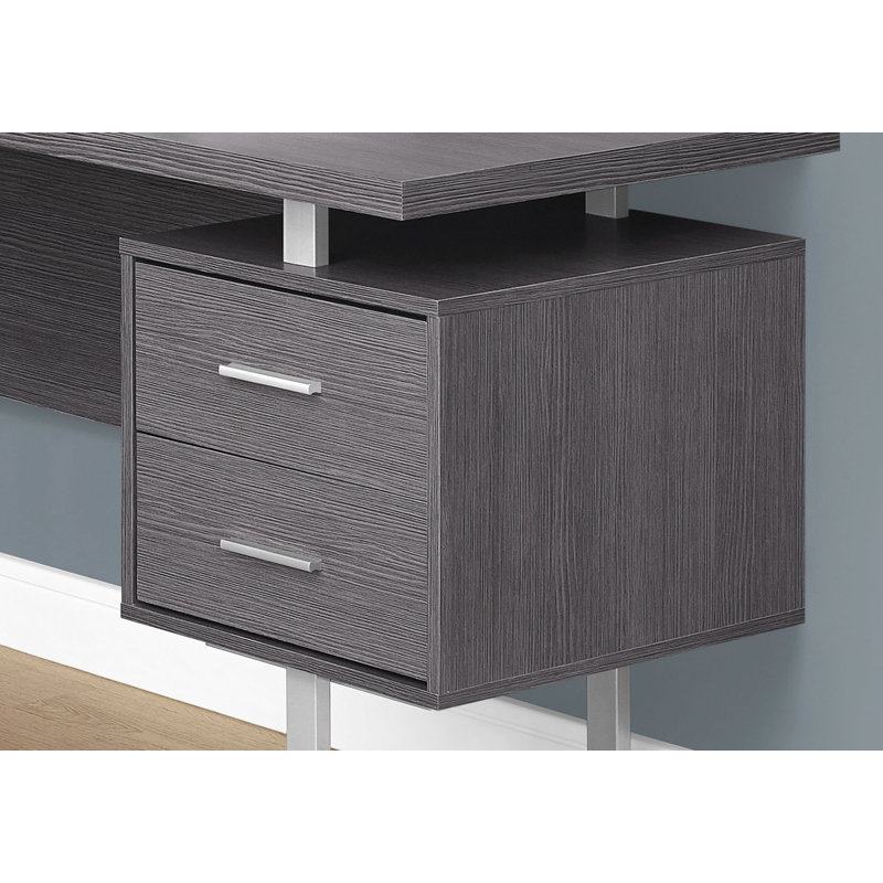 Computer Desk, Home Office, Corner, Storage Drawers, 70"L, L Shape, Work, Laptop, Metal, Gray/Silver