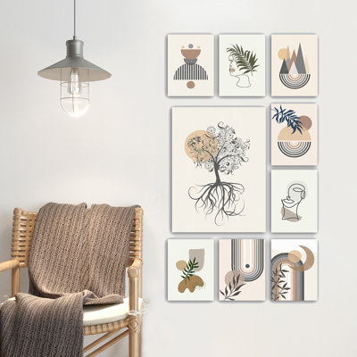 Stunning Decorative MDF Wall Art Set (9 Pieces), 8 at 8 x 6 in. & 1 at 12 x 16 in. | 100% MDF, Thickness: 0.1 in. | Perfect for Living Room, Bedroom & Office Decor, Vibrant Colors & Modern Design
