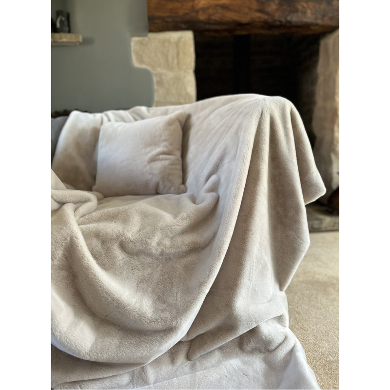 Marilynn Faux Fur Throw Blanket, Cream