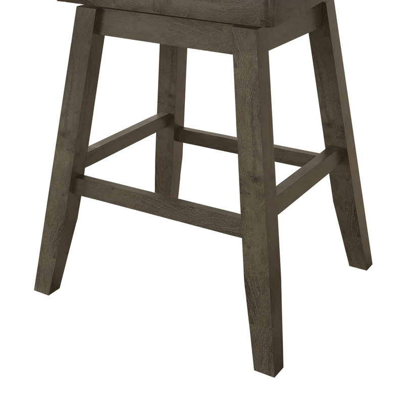 Chaise de comptoir pivotante en bois gris foncé avec housse grise, Gris foncé