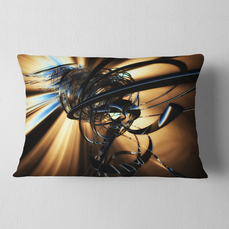 Fractal en 3D brun foncé enchevêtrement - coussin imprimé abstrait