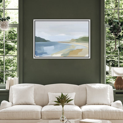 Coastal Abstraction Canvas Print Wall Art - Modern Minimal Seaside Landscape Decor for Bathroom or Studio