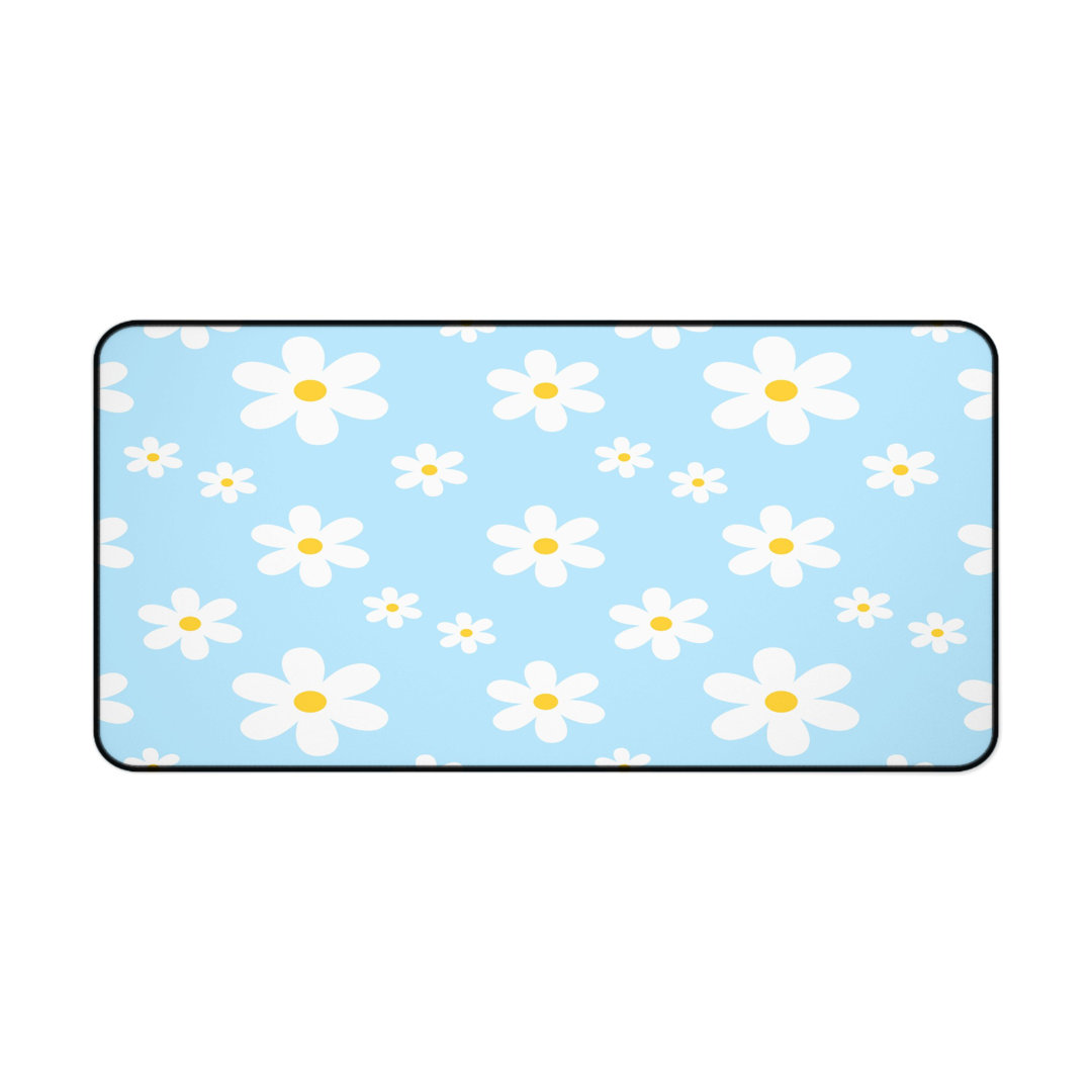Daisy Floral Blue Desk Mat