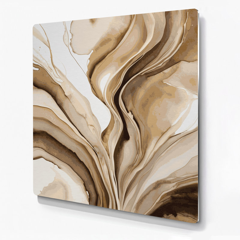 Aquarelle abstraite 48, art mural en métal beige, H 16 po x l 16 po