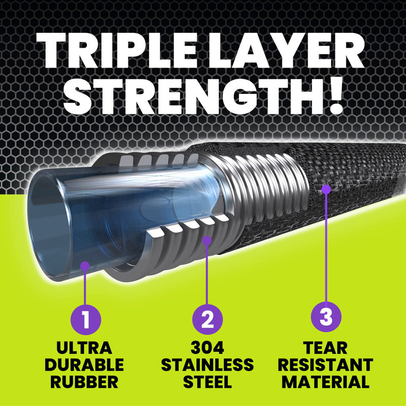 Tuyau d'arrosage en acier inoxydable Hydrostel Pro, 100'