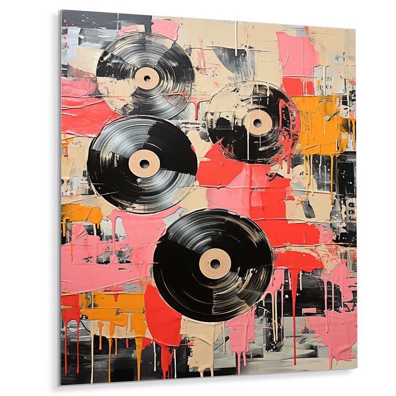 Disque vinyle rose II - art mural vinyle, H 20 po x l 12 po x P 1 po