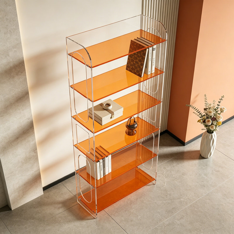 Bibliothèque moderne en acrylique, (6 Shelves) 66.93"H x 15.75"W x 11.81"D