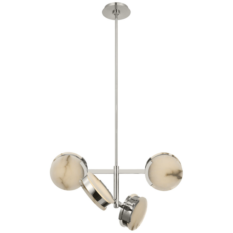 Kelly Wearstler Melange 25" Multi-Positional Semi-Flush Chandelier in Bronze with Alabaster, Polished Nickel