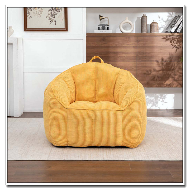 Grand fauteuil à billes en velours côtelé avec accoudoirs Comfy, Jaune