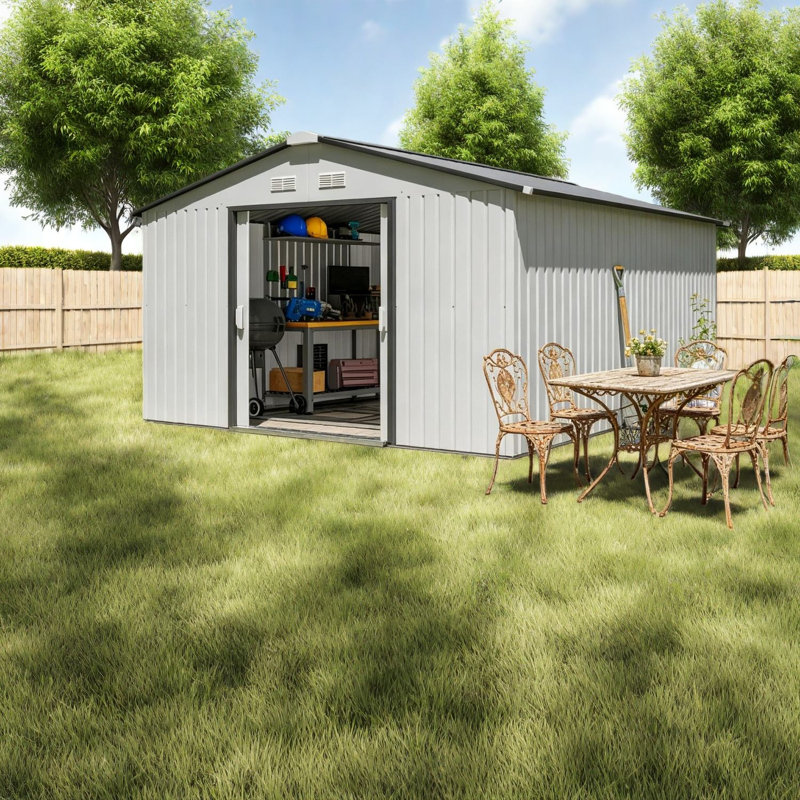 Spacious Steel Sheds 11.2 X 12.7 Ft, Modern Outdoor Storage For Home