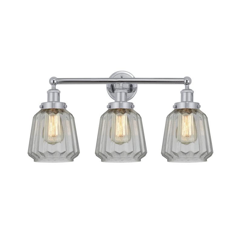 Éclairage pour meuble-lavabo à 3 lumières Aretzy, Blanc mat, Chrome poli