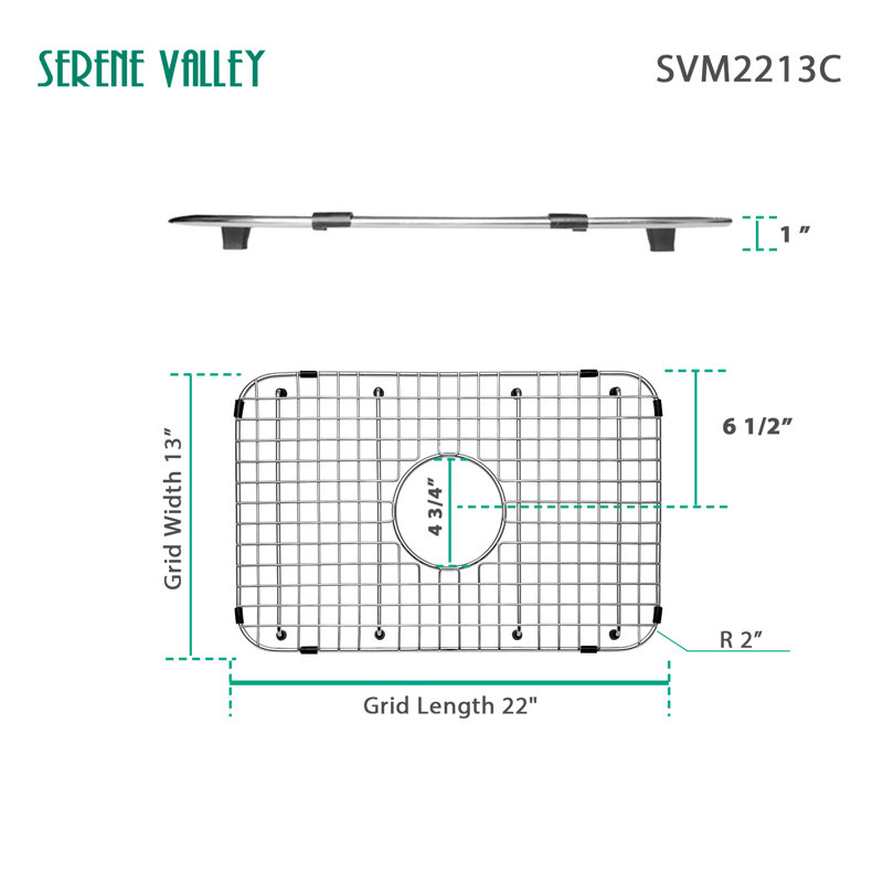 22.05" x 12.99" Stainless Steel Sink Protector with Center Drain