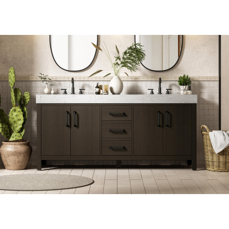 Meuble-lavabo double 72 po_Traditional_VF60672, Brun moka