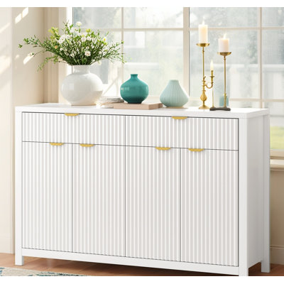 Modern Wave-Pattern Sideboard Cabinet With 2 Drawers And 4 Doors