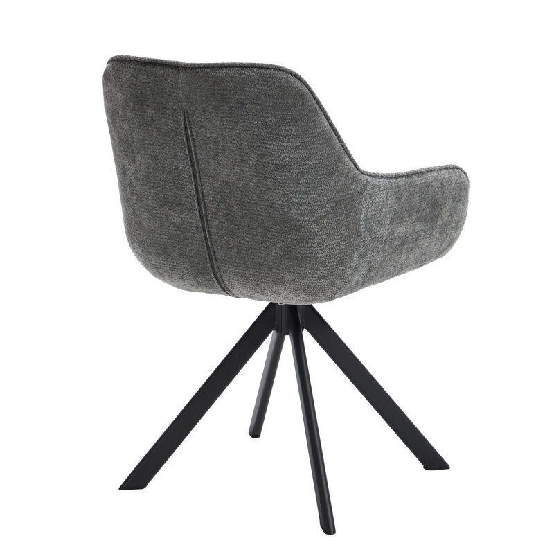 59cm Wide Upholstered Metal Side Chair (Set of 4), Dark Grey