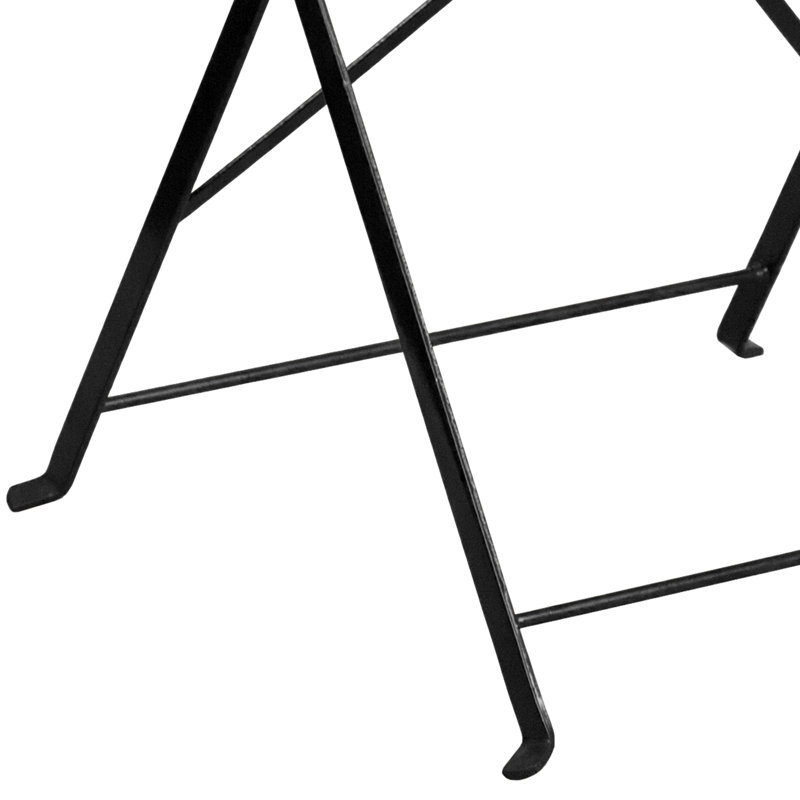 Table de patio pliante carrée intérieure / extérieure en acier de qualité commerciale 28 po, Noir