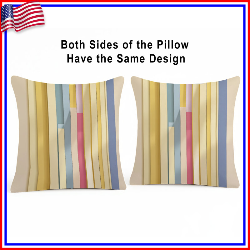Vertical Colourful Stripes Double Sided Throw Pillows, 14 x 14 inches