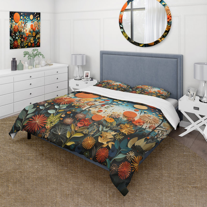 Ensemble de housse de couette orange Mid Century Natures Harmony III - Abstract Midcentury