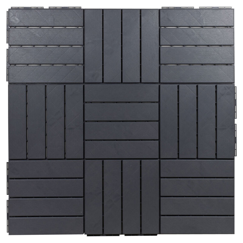 33cm L x 33cm W Plastic Interlocking Deck Tile, Anthracite