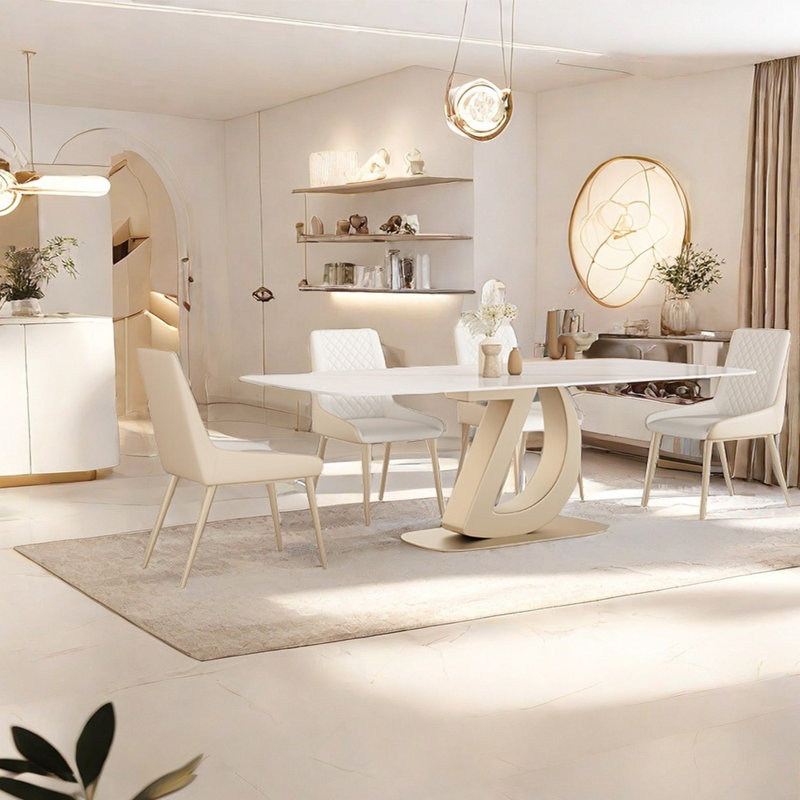 High-end sintered stone dining table set, 5, 29.53"H x 70.87"L x 35.43"W