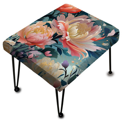 Repose-pieds floral rose Ikat Haven Blooms