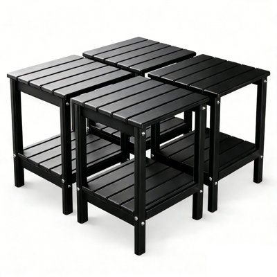 Ensemble de 4 tables d'appoint pour l'extérieur en PEHD 14 * 13 po à 2 niveaux
