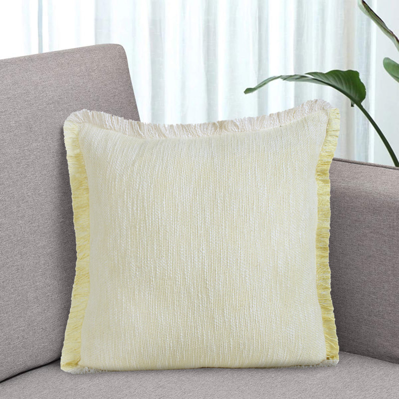 Housse de coussin en coton tissé à la main, Housse de coussin seulement - sans coussin, Jaune