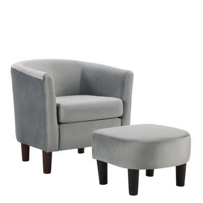 Accent Chair with Ottoman, Modern Barrel Chair Armchair by Winston Porter
