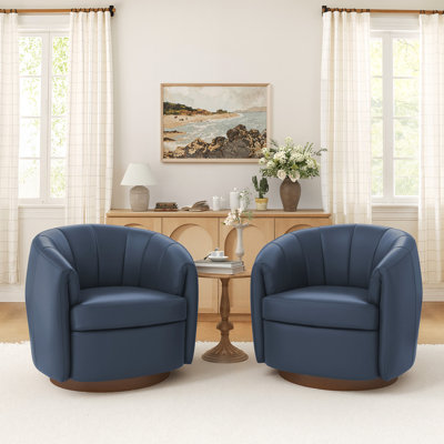 Fauteuil demi-tonneau pivotant en cuir Seraphina