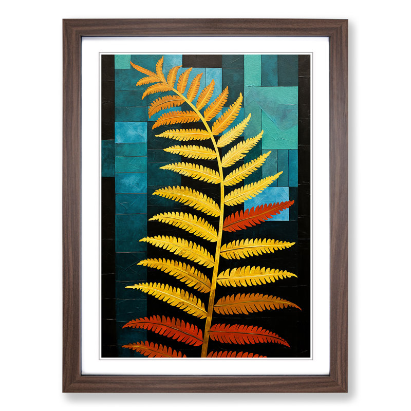 Fern Leaf Constructivism No.2 - Framed Print, Walnut, 64cm H x 46cm W x 2cm D