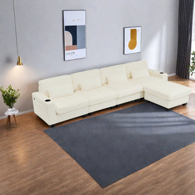 Canapé modulaire avec rangement à 4 places modulaire en velours côtelé pour la maison