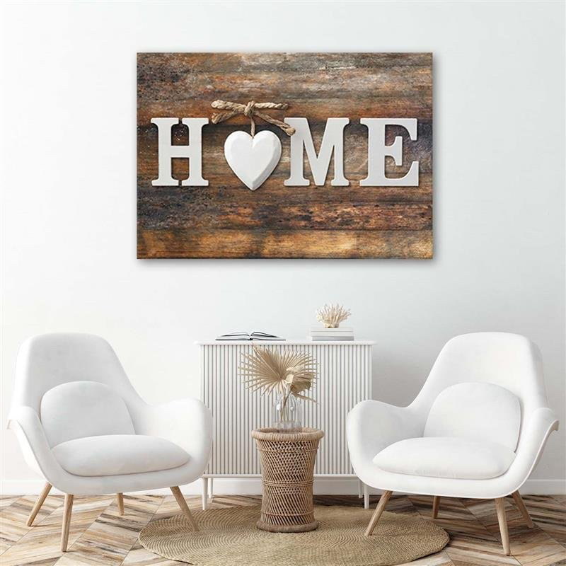 Home Heart Retro - No Frame Print on Canvas, 70cm H x 100cm W