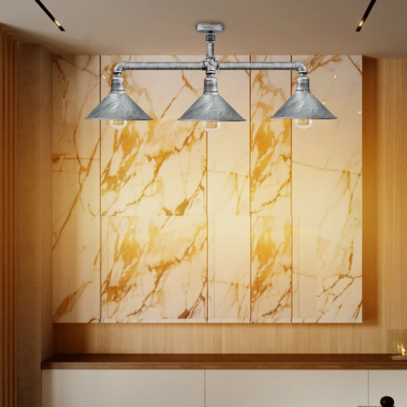 Cassidee 3 - Light Kitchen Island Pendant, Brushed Silver