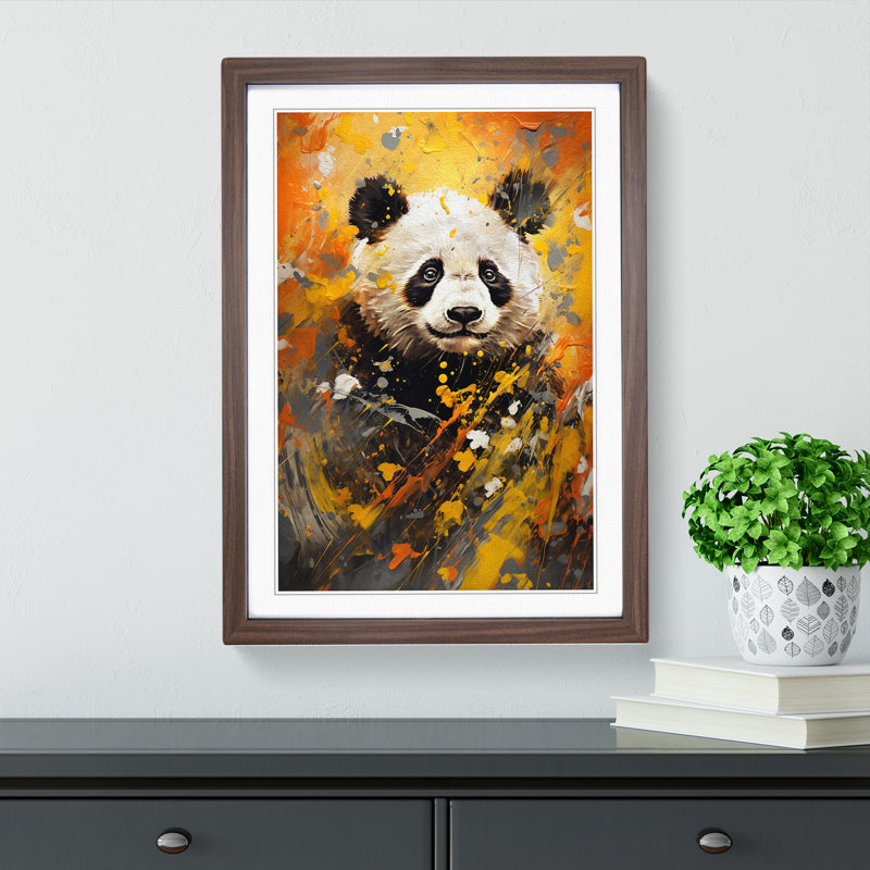 Panda Expressionism No.2 - Framed Print, 46cm H x 34cm W, Walnut Framed