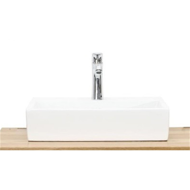 20.6" Square Ceramic Vessel Sink - Premium White Above-Counter Basin