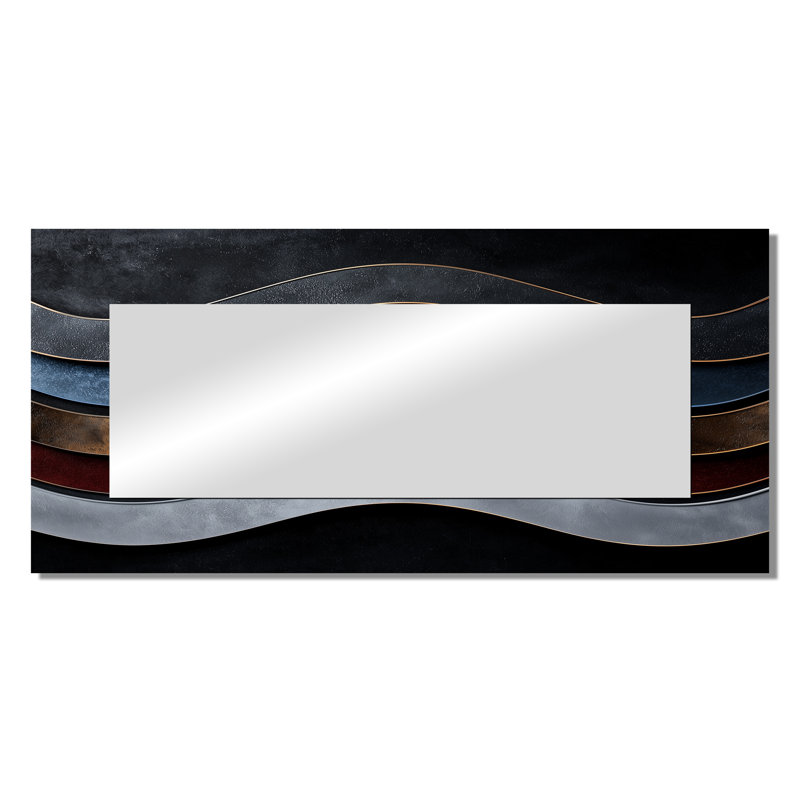 Abstract Fractal Whispers Of Dark Color  - Modern Accent Wall Mirror - Printed On Metal, 28" x 60"