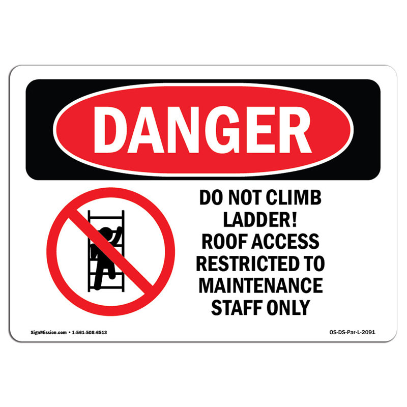 Danger Sign, 12" H x 18" W x 0.1" D